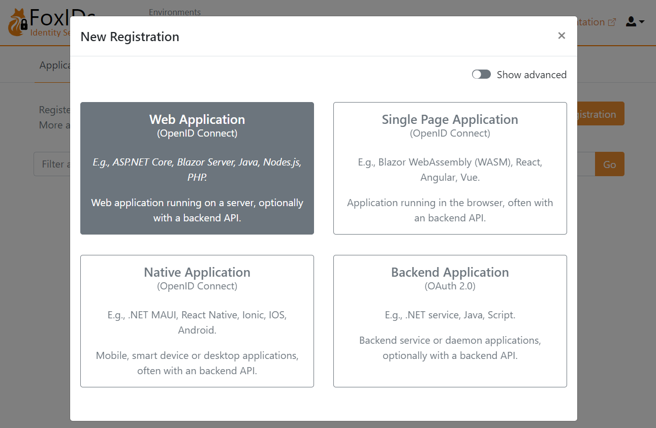 New app registration