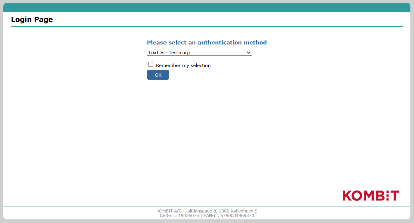 Select FoxIDs test IdP