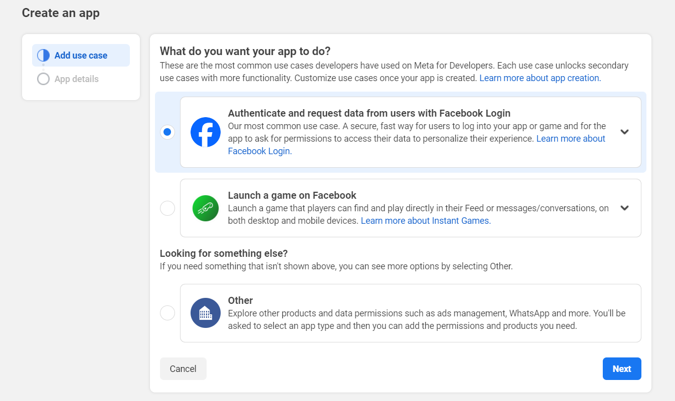 Select login on Facebook